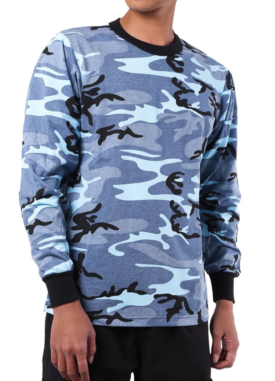 BACKBONE Mens Army Camo Long Sleeve Hunting Camp Outdoor Casual Tee T-Shirt gallery