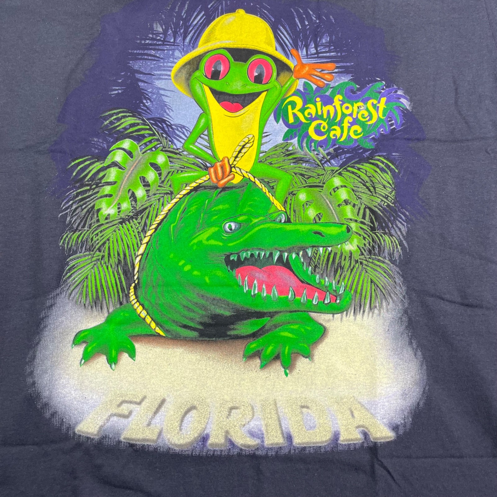 VTG Rainforest Cafe Men's Frog & Alligator S/S T-Shirt Black • USA • Medium gallery