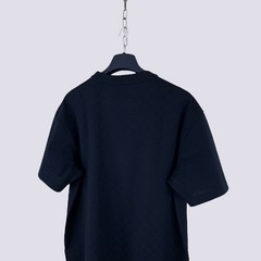 Louis Vuitton LV Embroidery Logo Damier Cotton Pique T-Shirt Navy Blue Size L