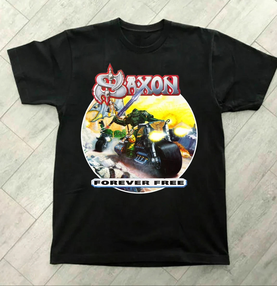 Saxon Band Forever Free Album T-Shirt All Size S-5XL For Men Women PD1560