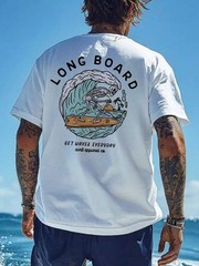 Men’s Casual Beach Surfing Element Printed Short Sleeve T-Shirt