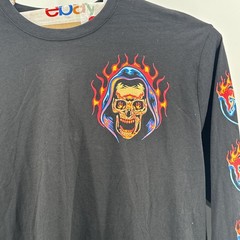 NWT Headrush Watch It Burn Long Sleeve Tee 2XL XXL Skull Reaper Biker Grunge