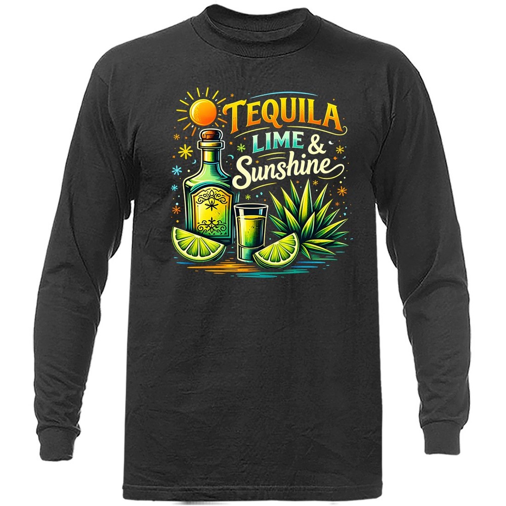 Tequila Lime and Sunshine Tropical Beach Vacation Margarita Lover Long Sleeve