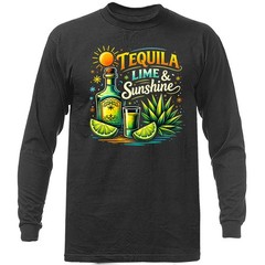 Tequila Lime and Sunshine Tropical Beach Vacation Margarita Lover Long Sleeve