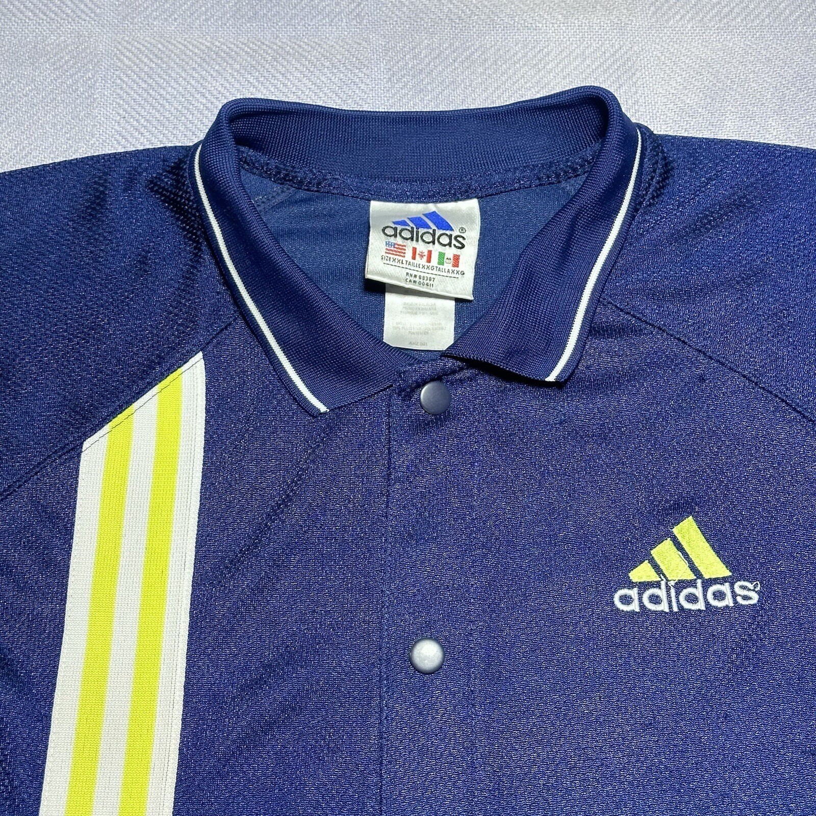Vintage Adidas Basketball Warm Up Shooting Snap Button Jersey Shirt Size 2XL gallery