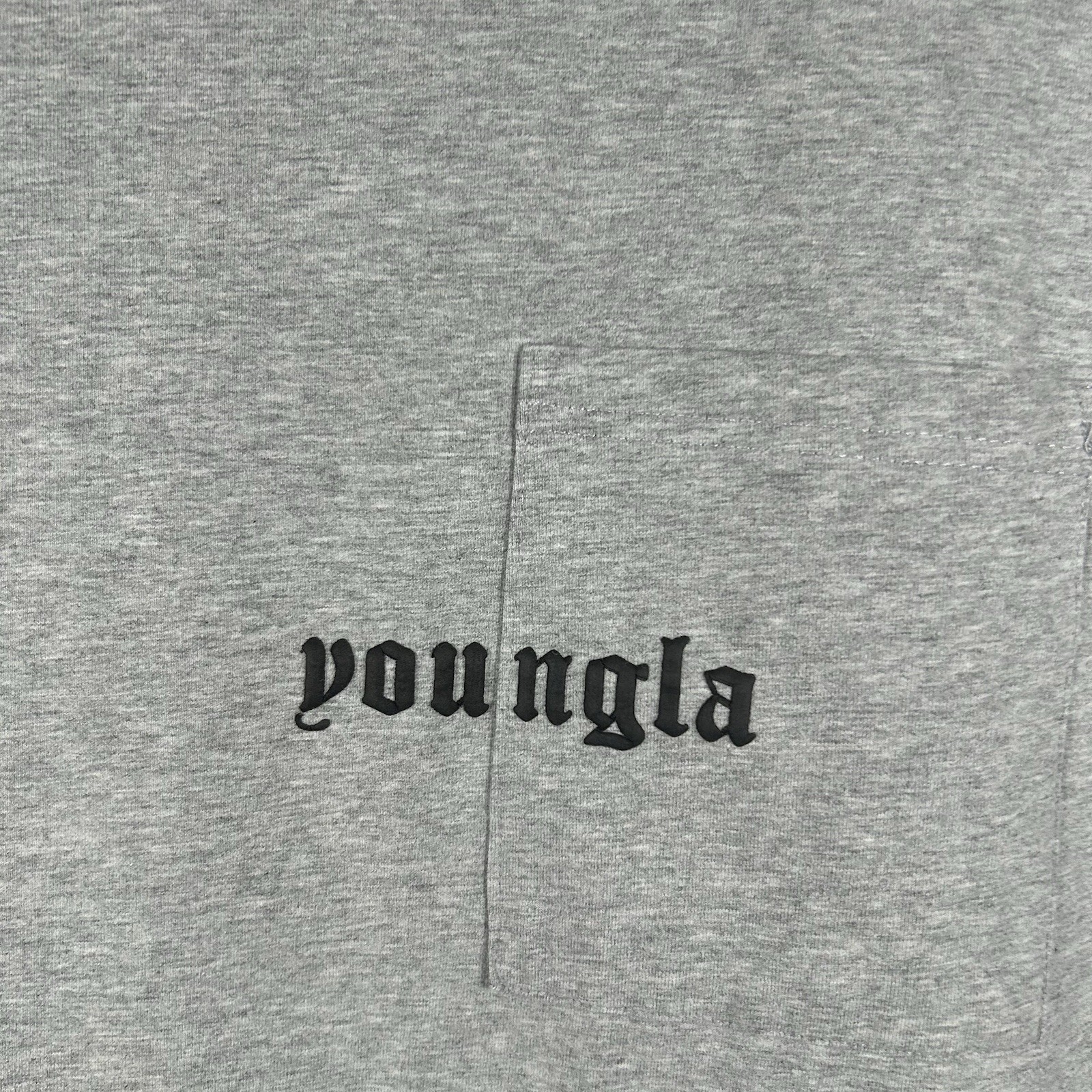 YoungLA Shirt Mens XL Gray Minimal Logo Graphic Tee Pocket Streetwear Casual gallery