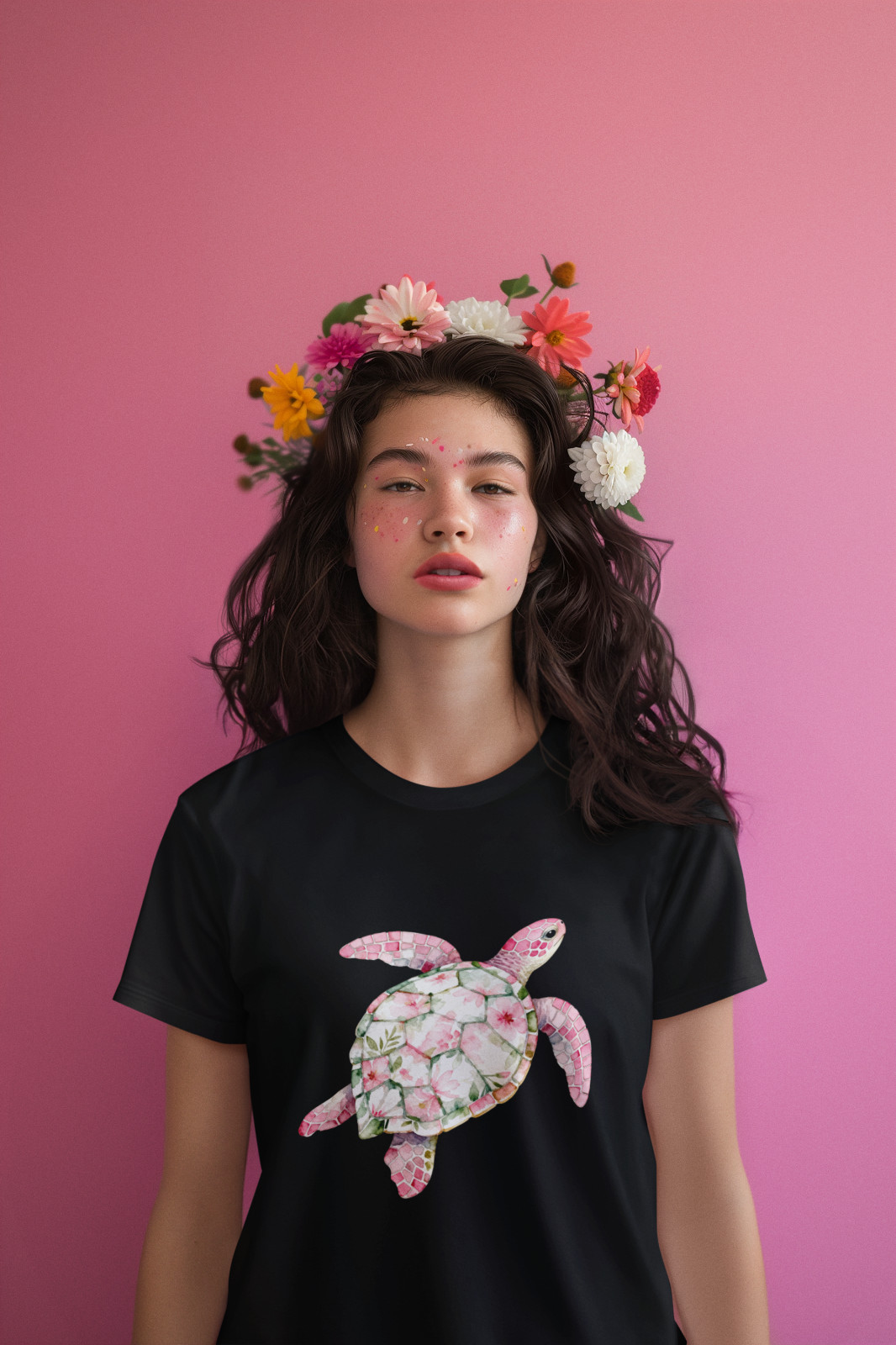 Floral Sea Turtle T-Shirt Black Unisex Tee Ocean Beach Graphic Boho Coastal Art gallery