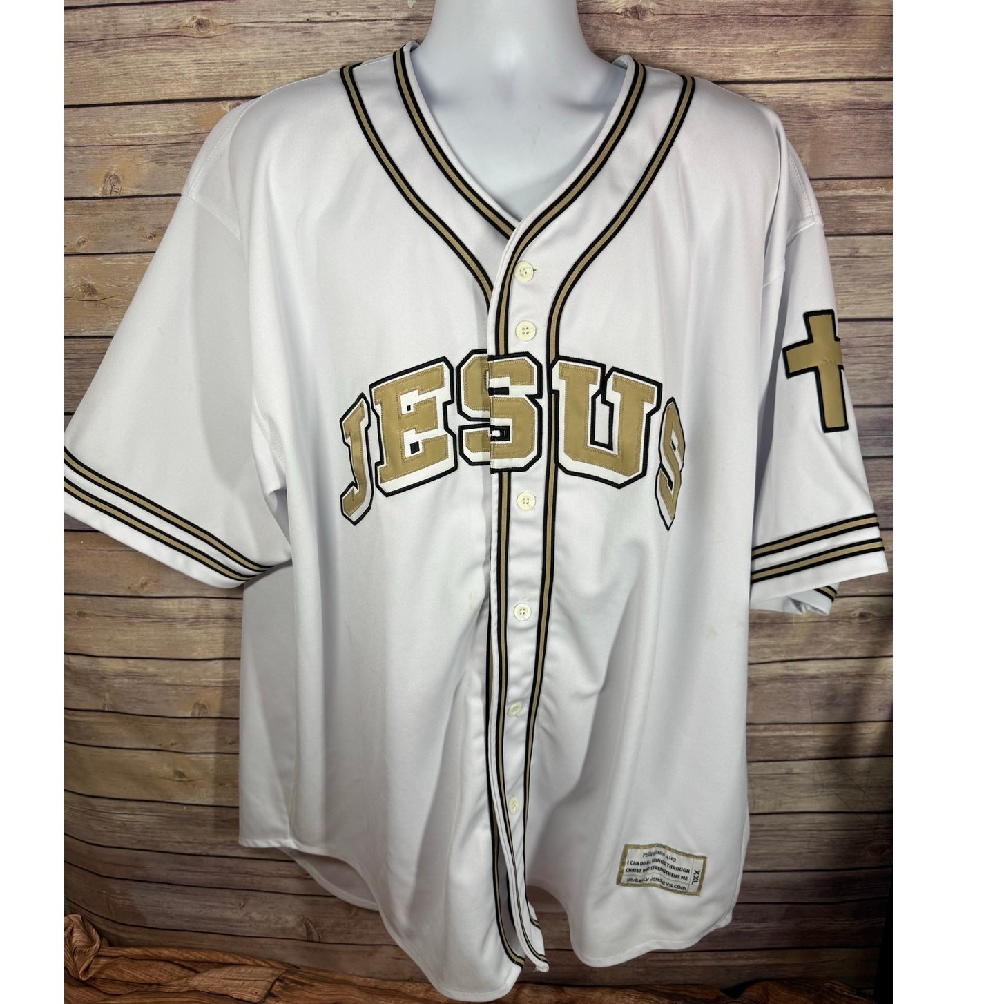 Colosseum Athletics Jesus Christ Baseball Jersey — White Stitch Logos 2XL gallery