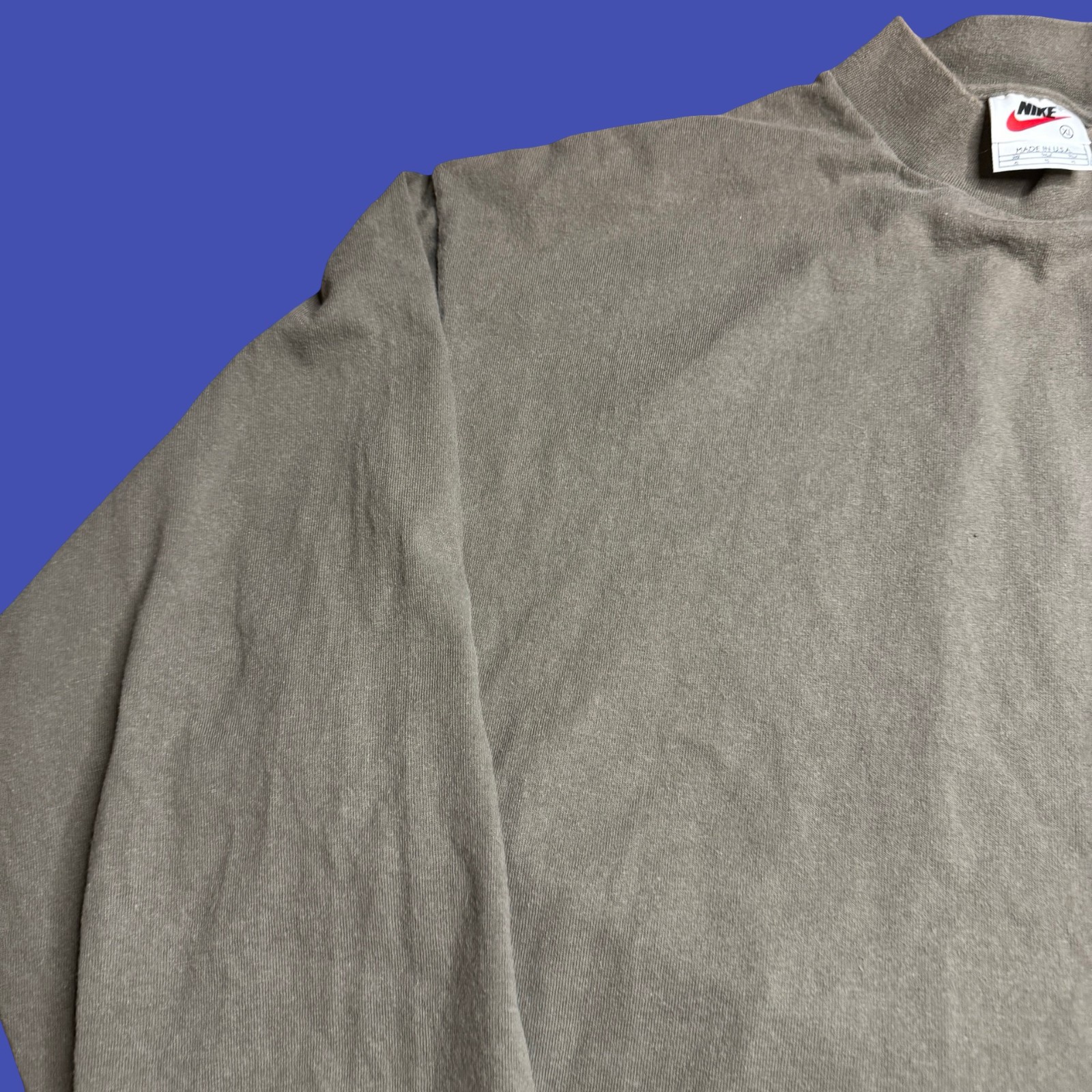 Vintage Nike Long Sleeve T Shirt XL Brown Mock Neck Logo Swoosh USA Made gallery