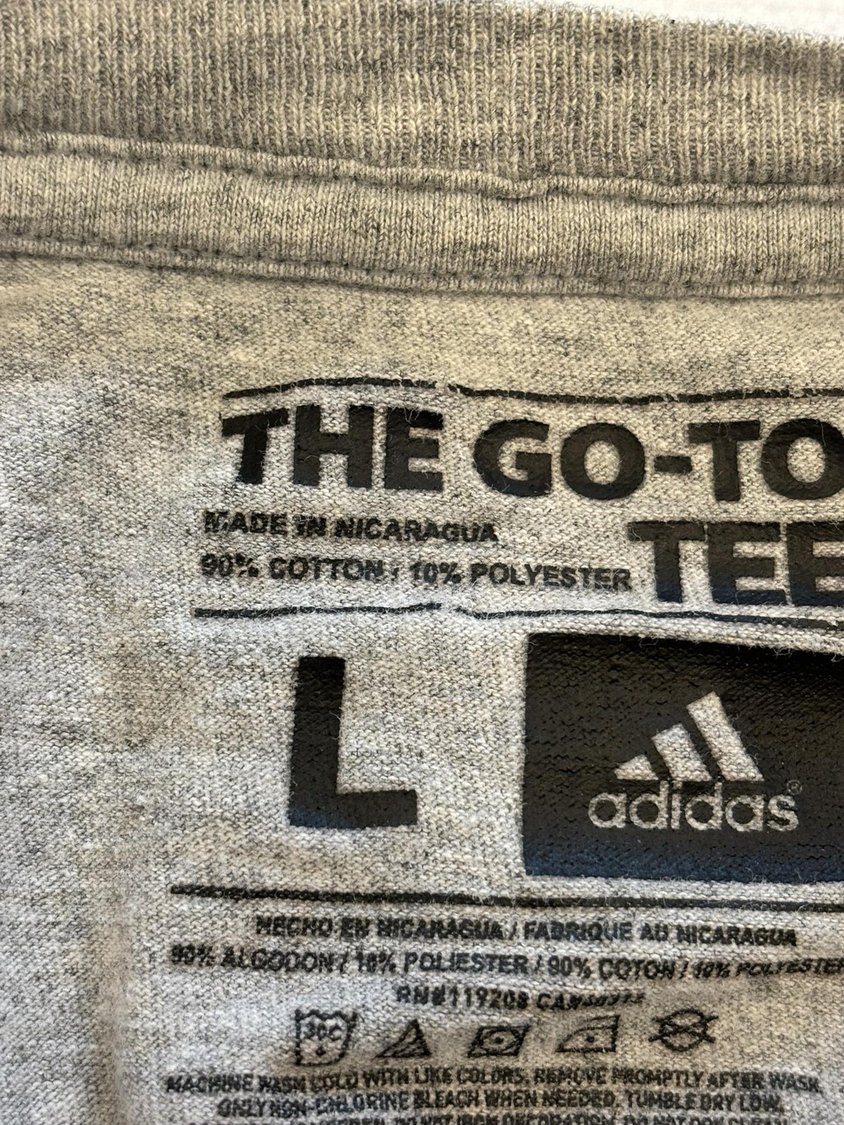 Adidas Shirt Mens Large Gray The Go-To Tee Long Sleeve Athletic Logo Casual gallery
