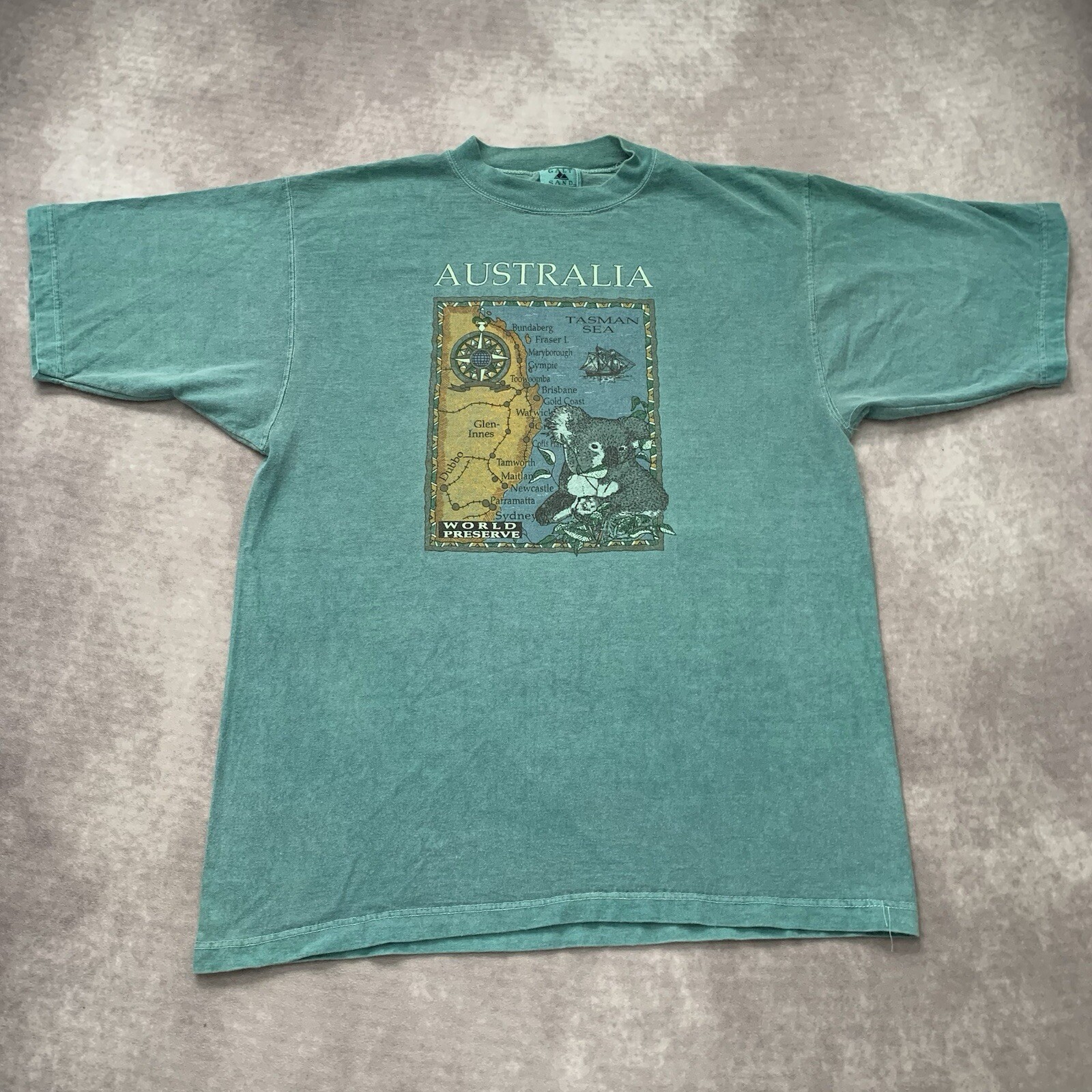 Vintage 90s Australia Koala Shirt Size L Tasman Sea Nature Animal Map gallery
