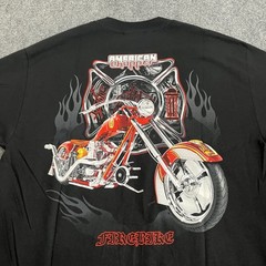 VTG American Choppers Discovery Channel T- Shirt Motorcycle Grunge Flames L Y2K