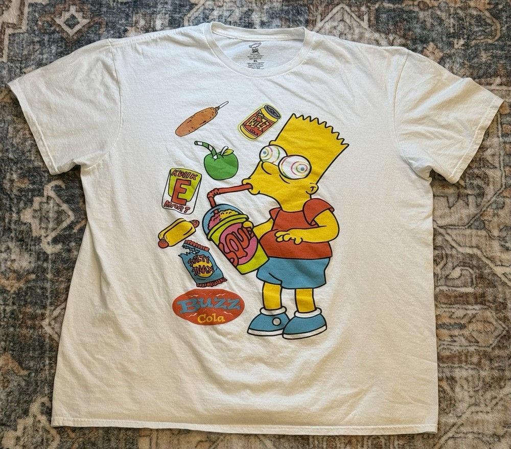 Bart Simpson Squishee KWIK E MART Snacks Tee Shirt XL White