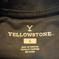 Yellowstone Men’s L Regular Black Solid Crew Neck Short Sleeve Logo T-Shirt