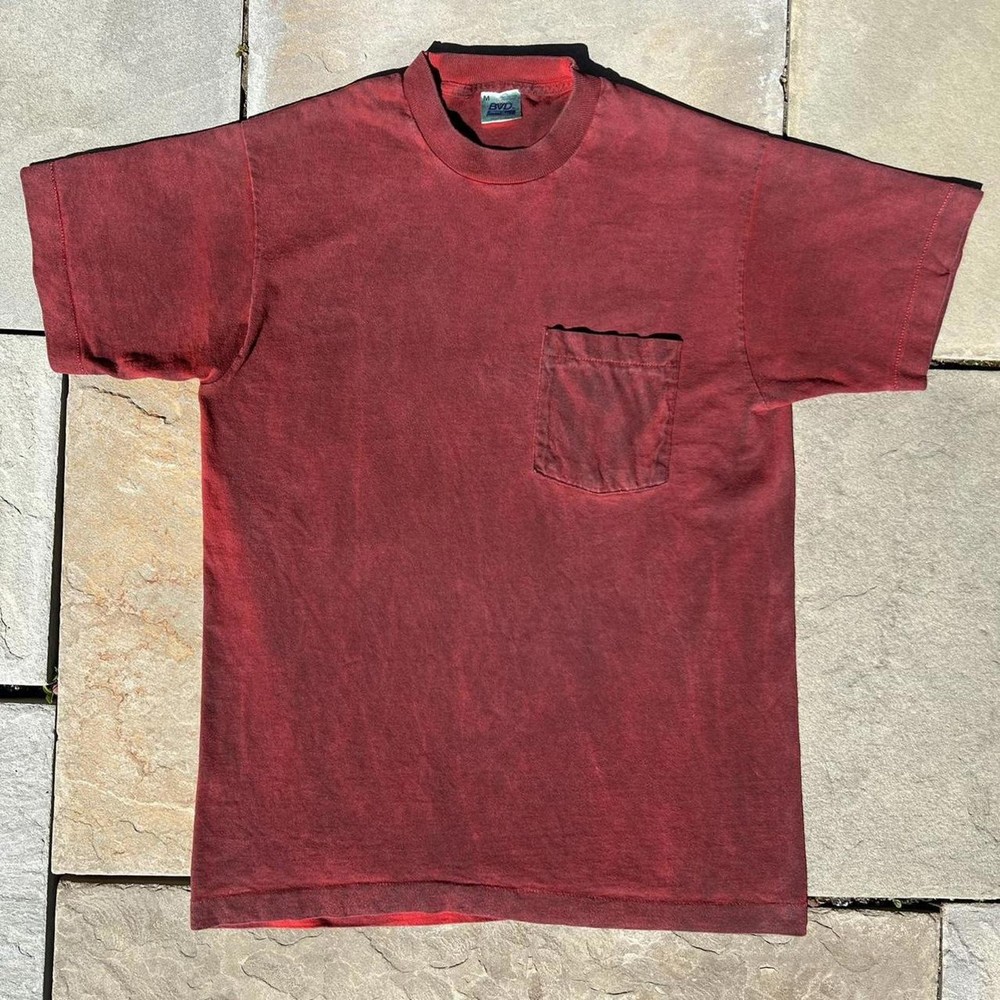 Overdyed Vintage Black Red Single Stitch Pocket T-shirt