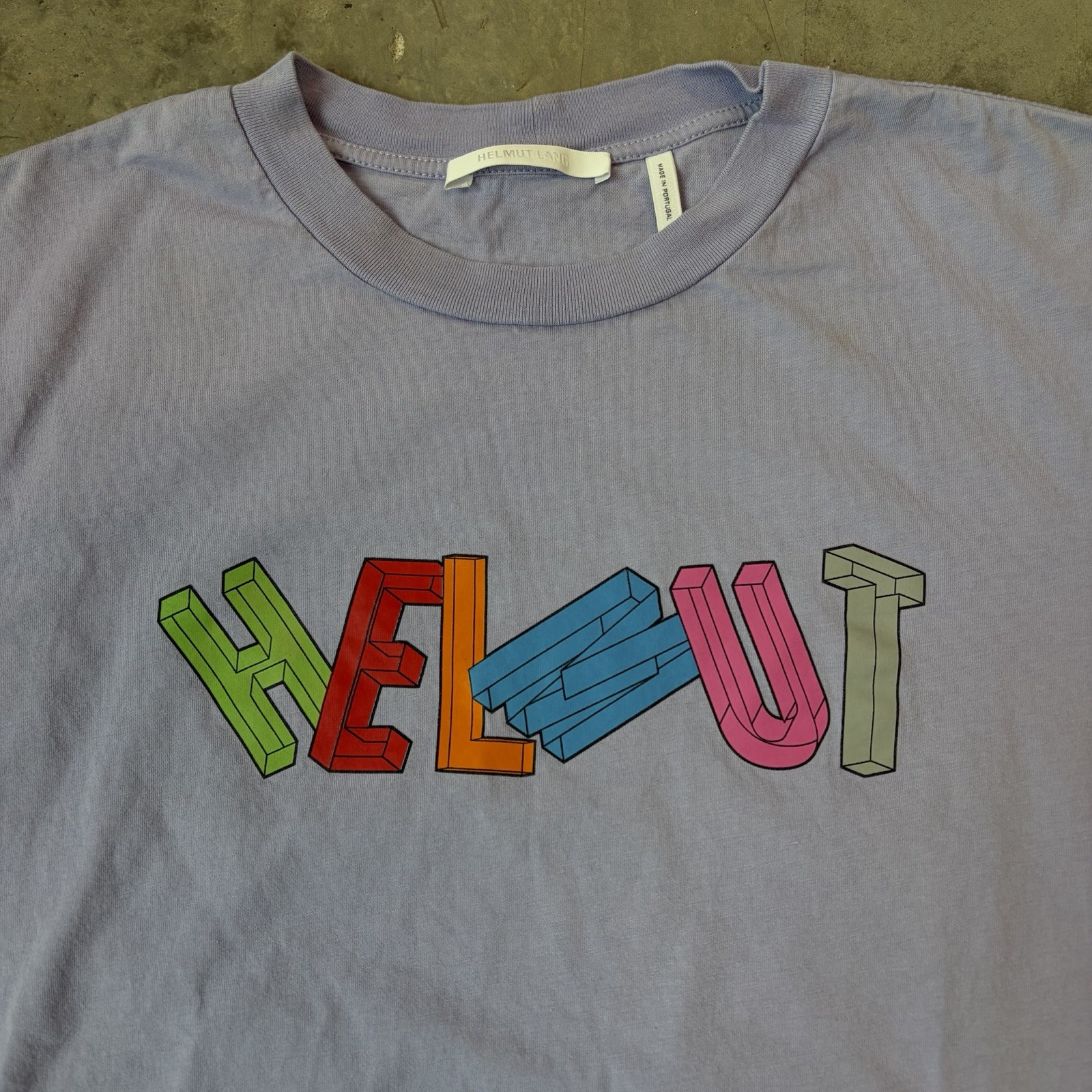 Helmut Lang 3D Logo Graphic T-Shirt Lavender Cotton Crew Neck Men’s Small gallery
