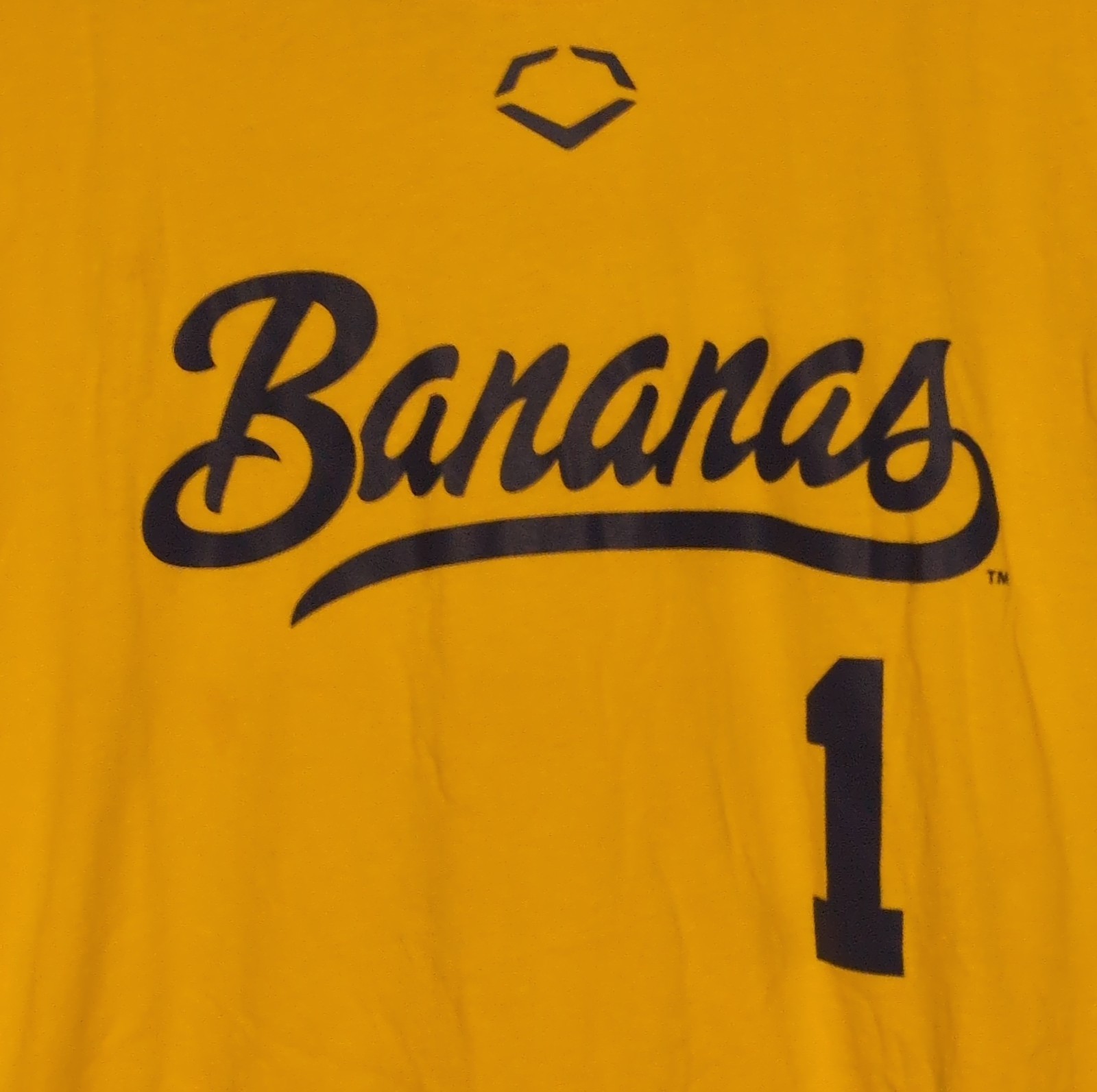 EvoShield Savannah Bananas TShirt 2XL Mens Yellow #1 Baseball Short Sleeve gallery