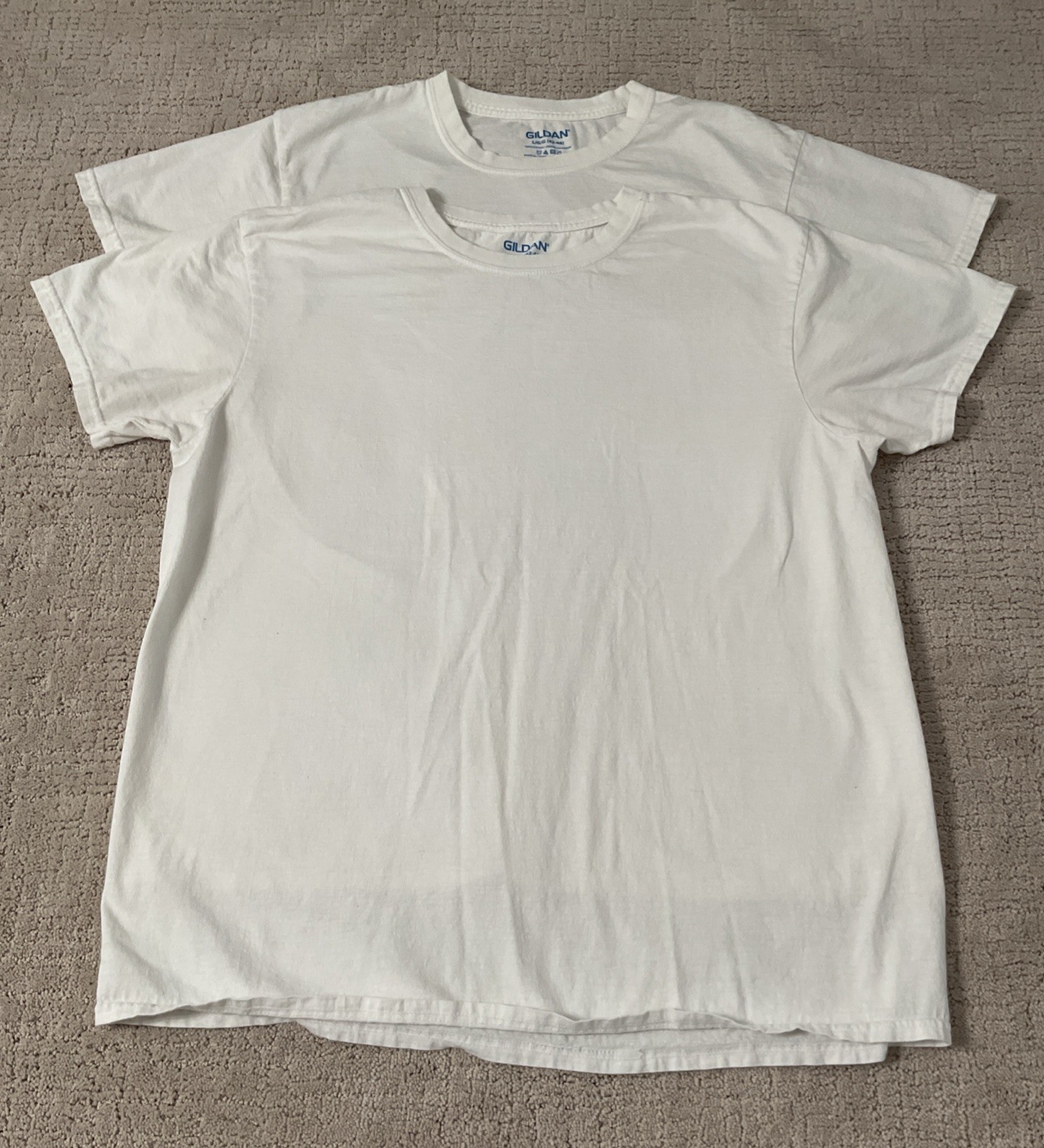 2 Pack Gildan Men's Cotton Tee T Shirt WHITE Crew Neck Short Sleeve Men.size L gallery