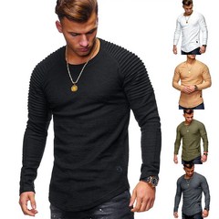 Spring And Autumn New Men’s Solid Color Slim Round Neck Long Sleeve T-Shirt