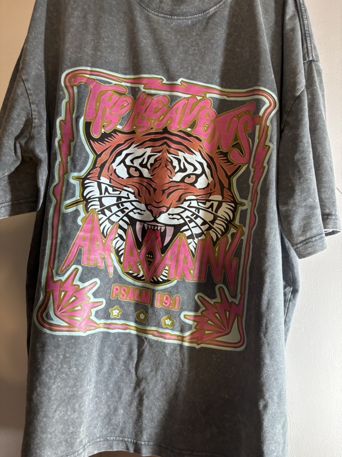 DIGIPRINT APPAREL Men's 3XL Gray Cotton Tiger Graphic Short Sleeve T-Shirt gallery