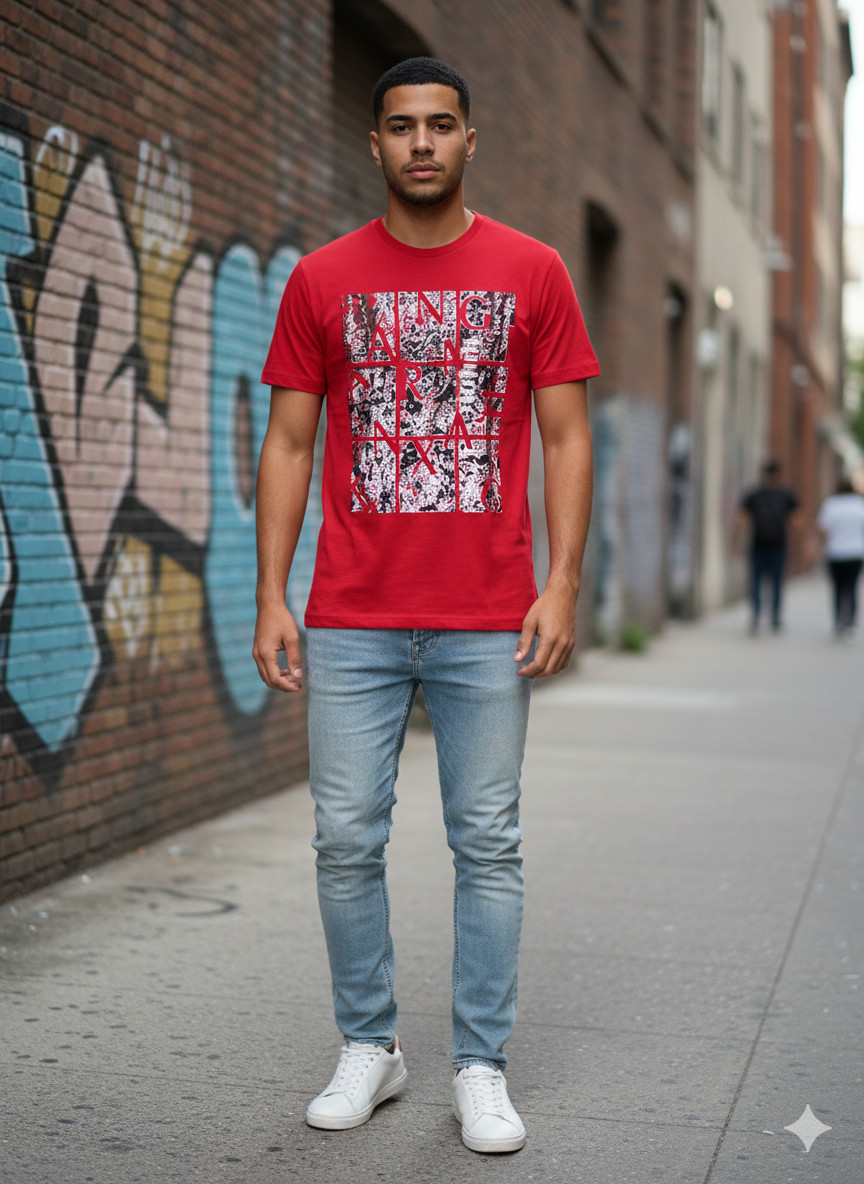 ARMANI EXCHANGE Red AX-19 Short Sleeve Slim Fit Designer Mens T-shirt LARGE NWT gallery