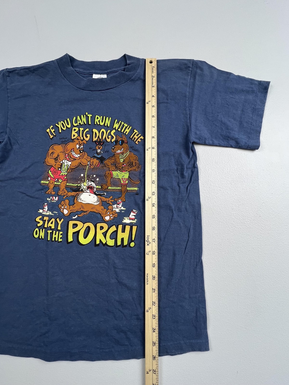 Vintage Stedman Shirt Mens Medium Blue Big Dogs Porch Graphic Tee Funny USA gallery