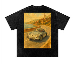 NEW- Premium Snow Washed Oversized Cotton T-Shirt Vintage Porsche Design – Small