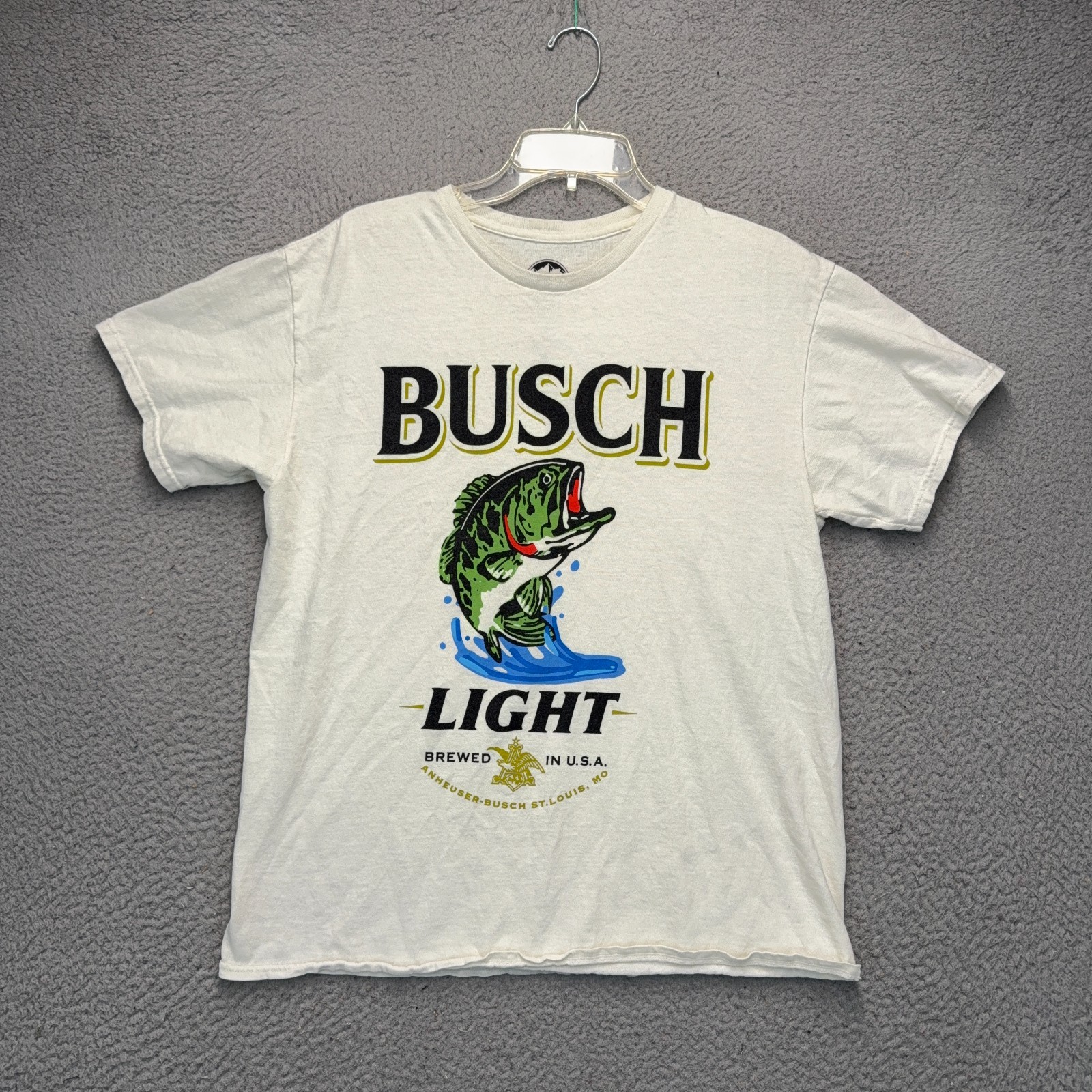 Busch Light Beer Shirt Mens Large White Large Mouth Bass Fishing Nature Outdoor gallery
