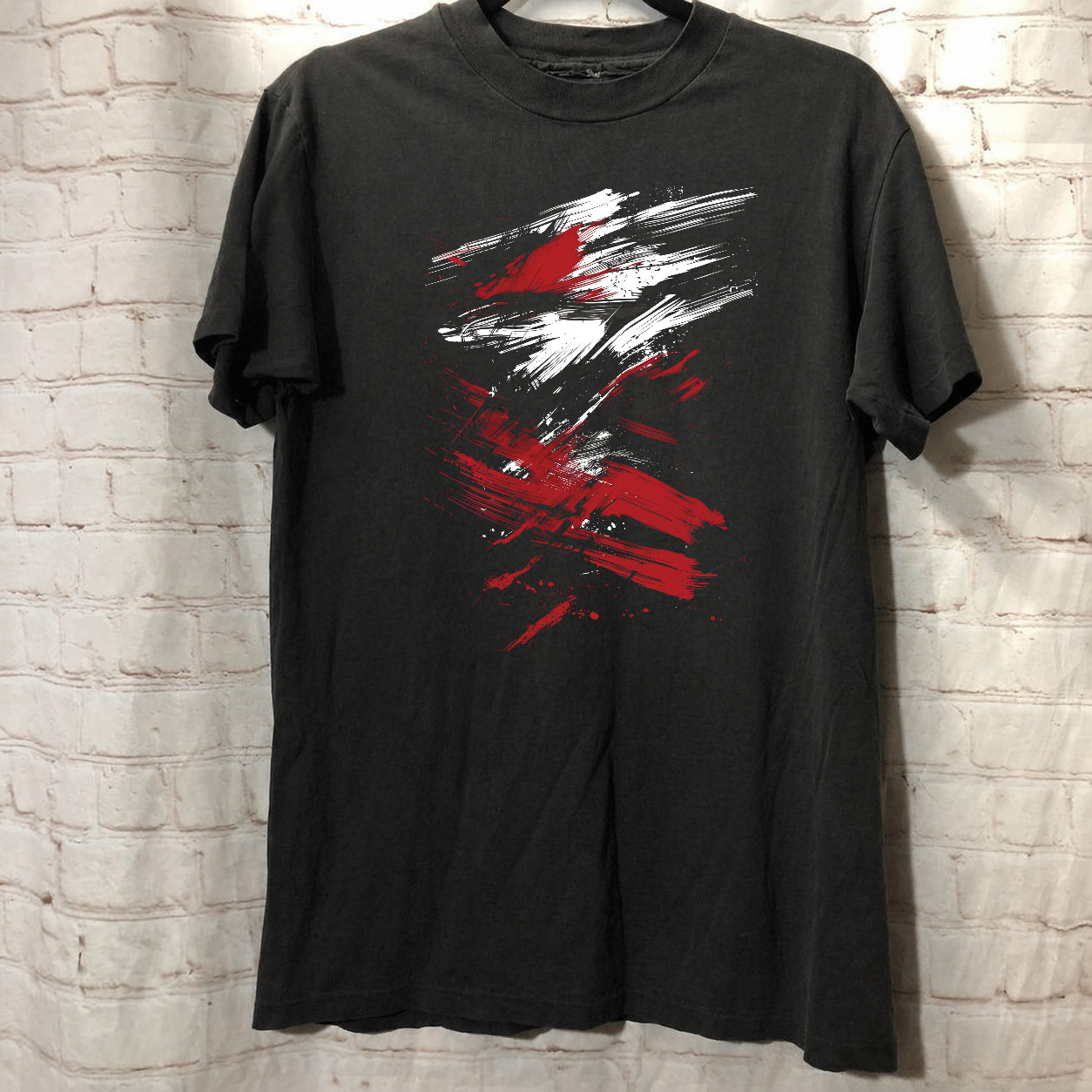 Red and Black Abstract Splatter Graphic T-Shirt gallery