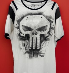 Marvel Punisher Men’s XL White Black Graphic Crew Neck T-Shirt Summer