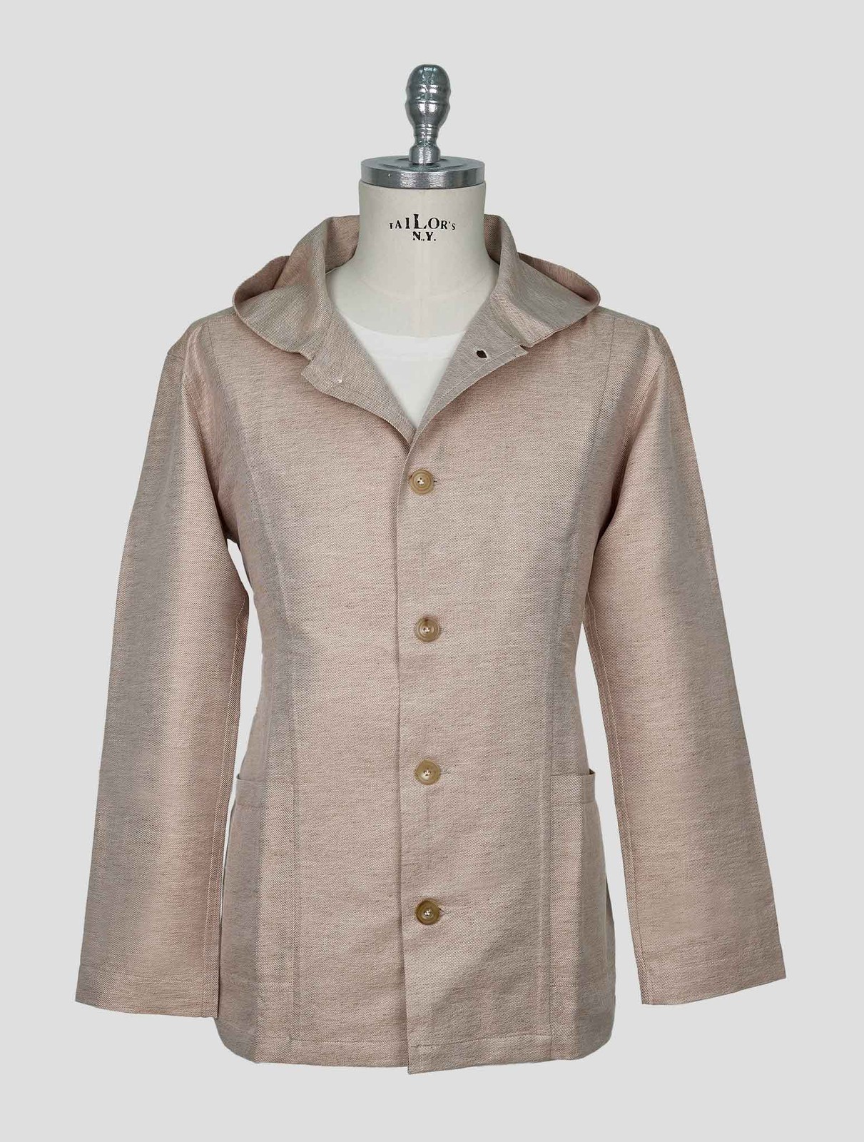 NEW KITON LIGHT BROWN COTTON LINEN OVERSHIRT LUCA EU 56 – US 46 – 2XL KME62