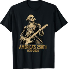 America 250th George Washington Rock Guitar Music 1776 2026 T-Shirt