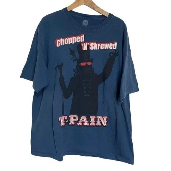 T-Pain Chopped N Skrewed Graphic T-Shirt Blue XXL The Thread Shop Hip Hop Rap gallery