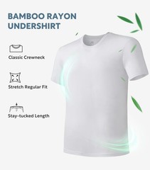 DAVID ARCHY Men’s Undershirt Bamboo Rayon MoistureWicking White TShirts Stret…