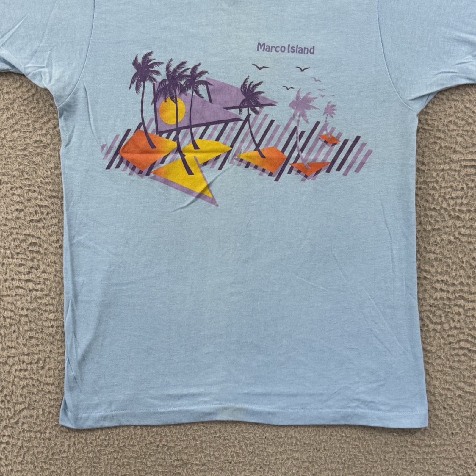 Vintage Marco Island Shirt Adult Medium Blue 80s Beach Tropical Florida USA gallery
