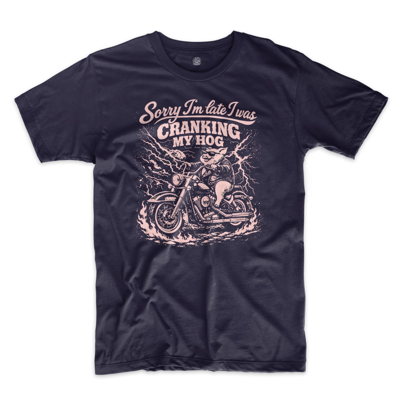 Sorry I’m Late I Was Cranking My Hog Shirt Funny Biker Meme Motorcycle Tee gallery