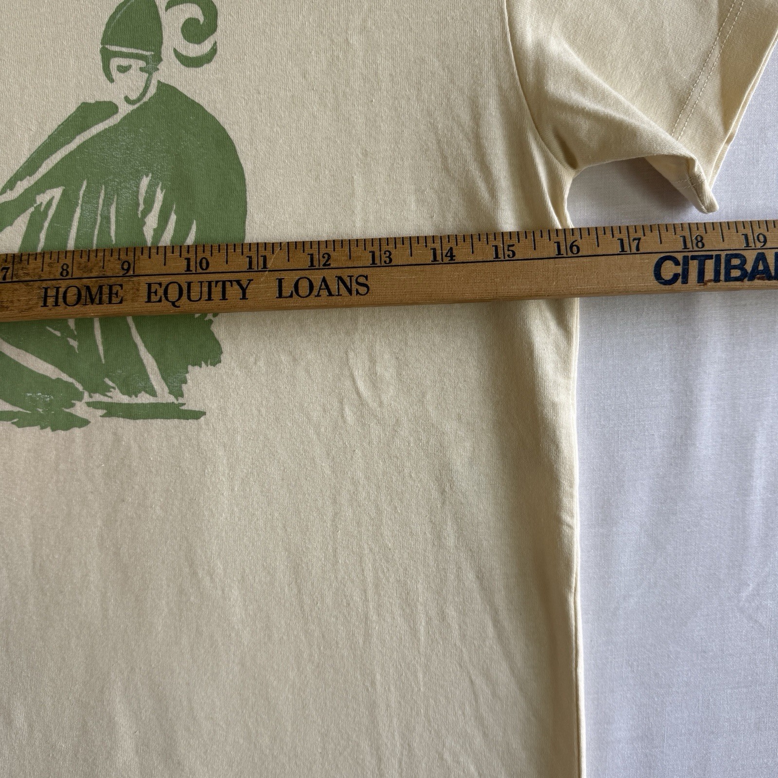 LANVIN Paris T-Shirt Beige Art Graphic Beige Green Ringer Italy Made (16x24.5”) gallery