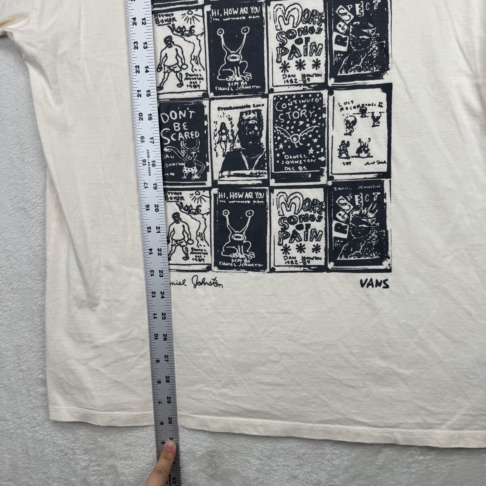 Vans Daniel Johnston Graphic T Shirt Mens Large Off White Artist Skate Art Tee gallery