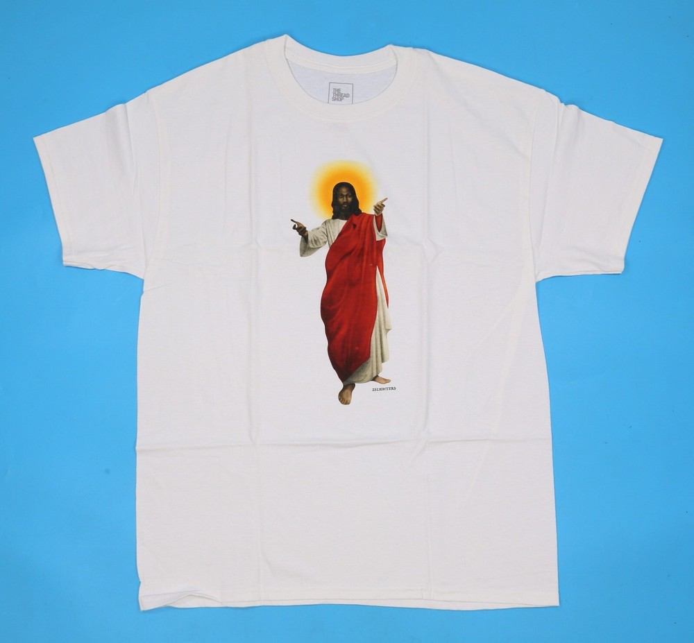 THE THREAD SHOP White T-Shirt (25 LIGHTERS) Size: L