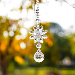 H&D HYALINE & DORA Clear Hanging Crystal Ball Prisms Flower Fengshui Ornament Su