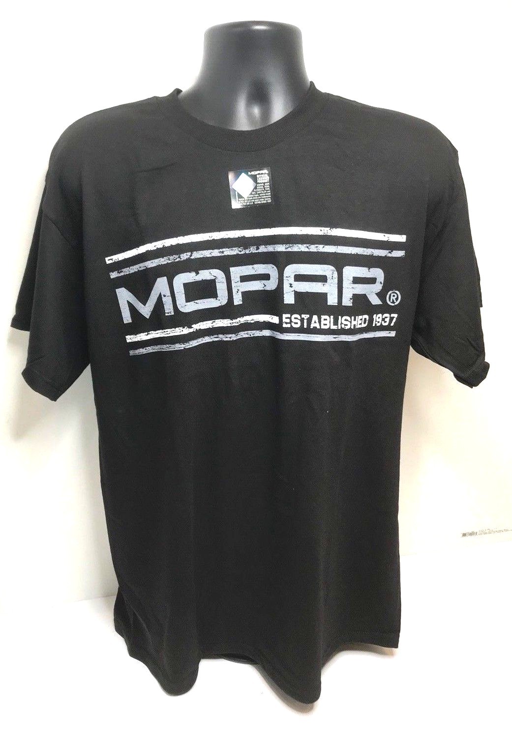 Black T-Shirt w/ White Mopar Established 1937 Emblem / Logo (Licensed) gallery