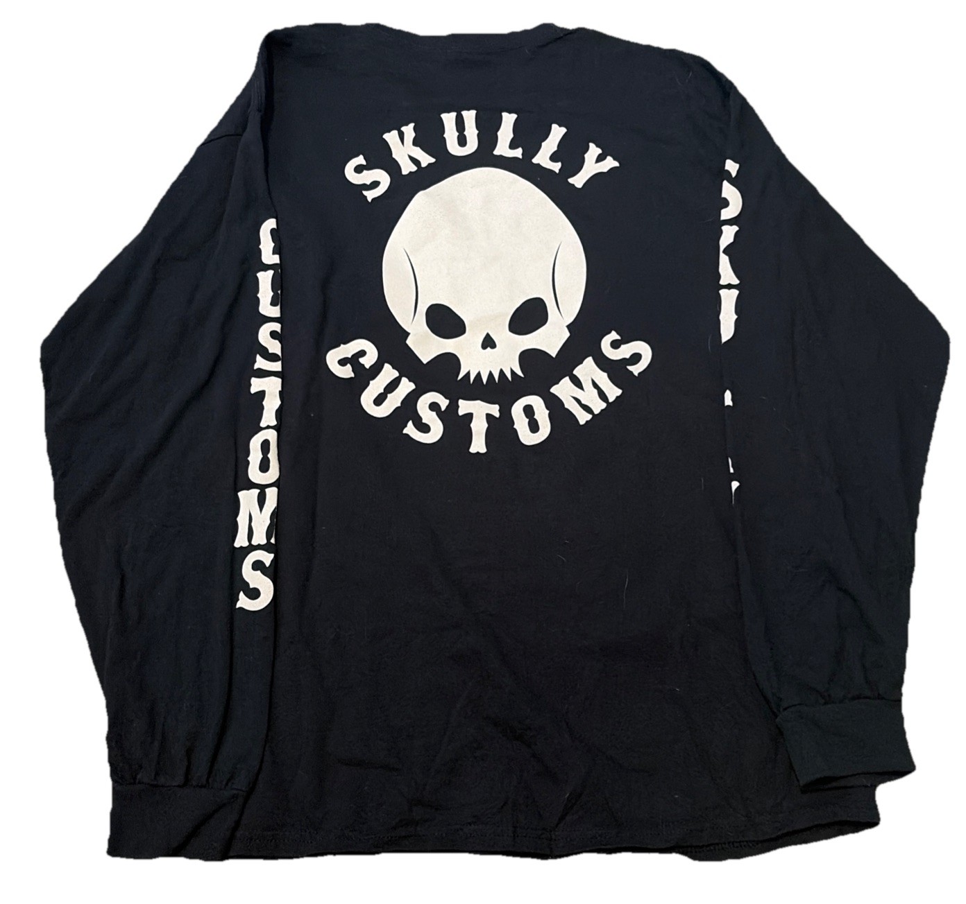 Skully Customs Motorcycle Biker Shop Long Sleeve Skull T-Shirt L Grunge Skater gallery