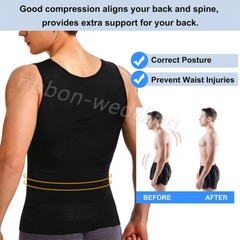 Men Slimming Body Shaper Belly Chest Compression Vest Girdle T-Shirt Tank Top US
