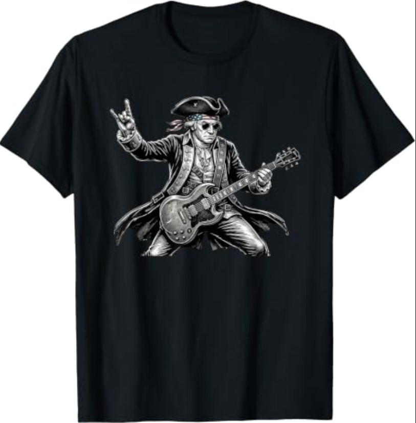 Revolutionary George Washington Electric Guitar Rock Legend T-Shirt