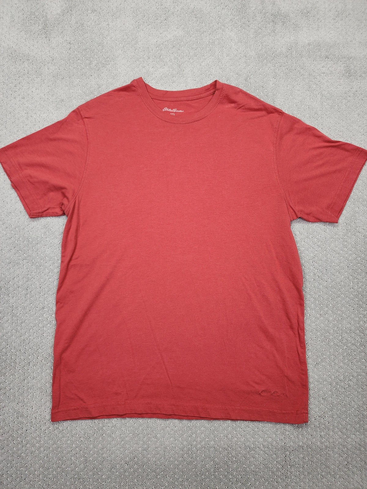 Eddie Bauer Shirt Mens Large Red Solid Tagless Logo Crewneck Tee Cotton Blend gallery
