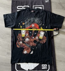 Vintage Marvel Comic Mad Engine Deadpool Pistols T-Shirt Size Medium Black Y2K