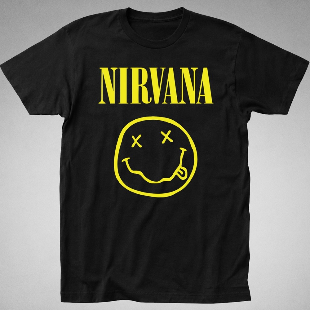 Nirvana Smiley Face T-Shirt tee grunge dead nevermind teen spirit 90s rock kurt