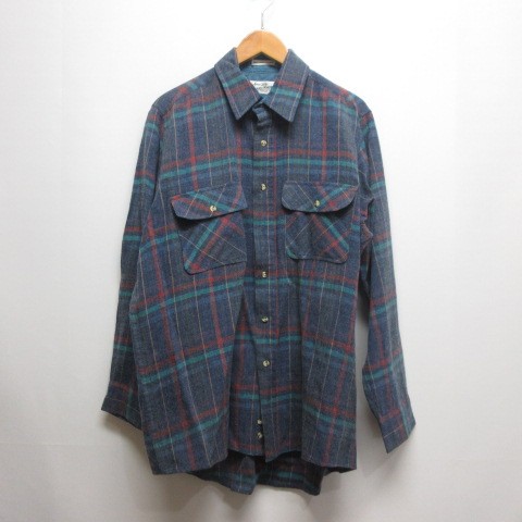 SEARS Vintage Wool Blend Long Sleeve Shirt Men’s L Navy Excellent Condition