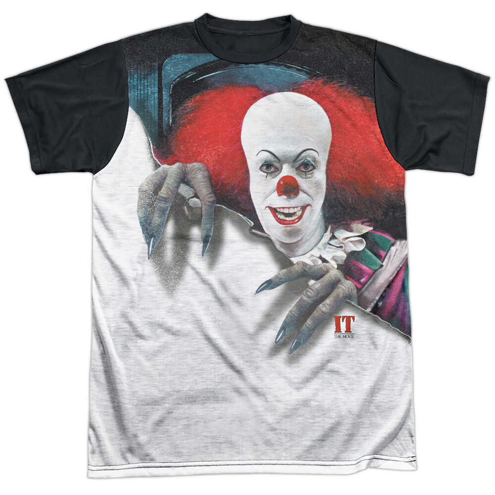 IT 1990 Pennywise It Adult Halloween Costume T Shirt (Black Back), S-3XL gallery