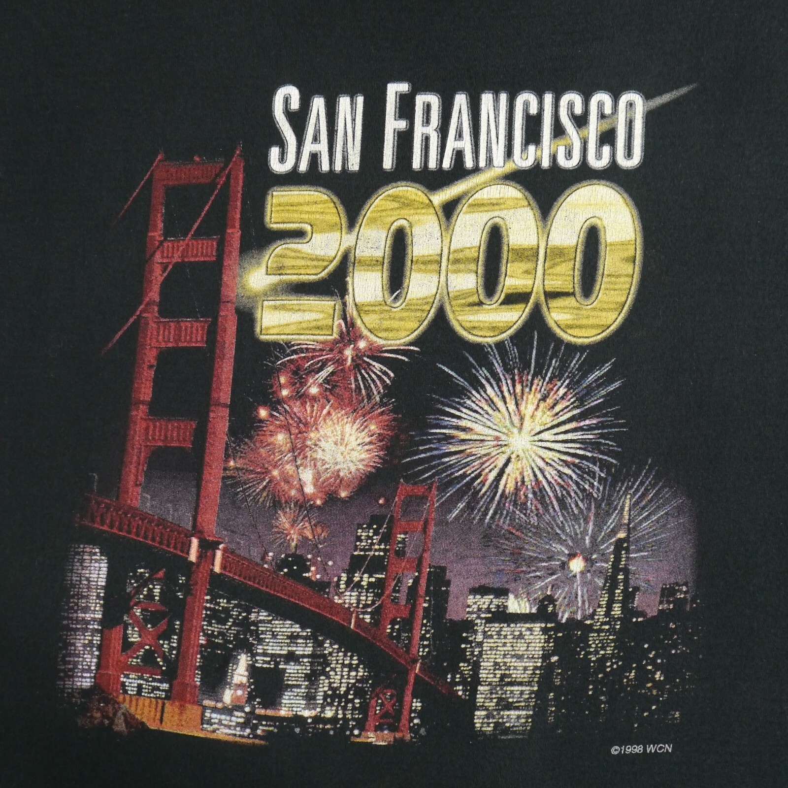 Vtg Y2k San Francisco Golden Gate Bridge T Shirt Sz L Black New Years Eve Party gallery